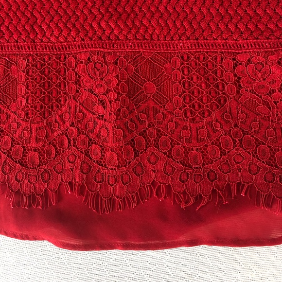 Women's Lucky Brand bright red sweater with chevron pattern knit. Size medium - Picture 10 of 16